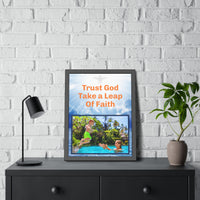 Wood Framed Poster with Shatter-Proof Plexiglass, Leap of Faith