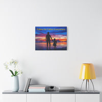 Canvas wall art with “Follow the Father” design, child walking with father with the message