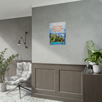 Inspirational poster with “Leap of Faith” design, child jumping into pool with the message