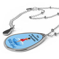 Inspirational oval pendant necklace with