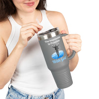 40oz inspirational travel mug with “Impossible Man” design message