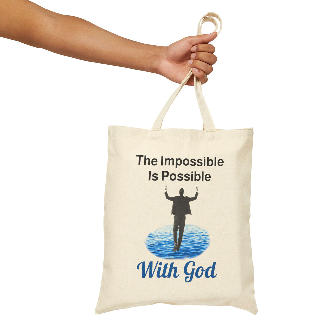 Cotton Canvas Tote Bag, Walk on Water Man