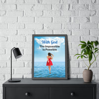 Wood Framed Poster with Shatter-Proof Plexiglass, Walk on Water Woman