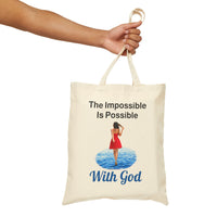 Cotton Canvas Tote Bag, Walk on Water Woman
