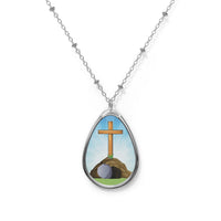Inspirational oval pendant necklace with