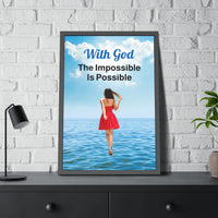 Wood Framed Poster with Shatter-Proof Plexiglass, Walk on Water Woman