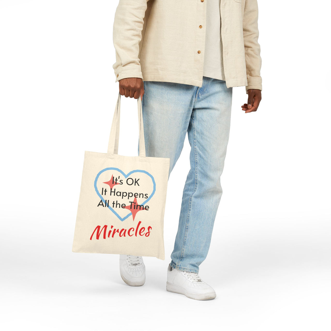 Cotton Canvas Tote Bag, Miracles Happen
