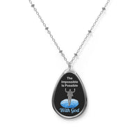 Inspirational oval pendant necklace with