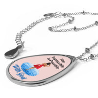 Inspirational oval pendant necklace with