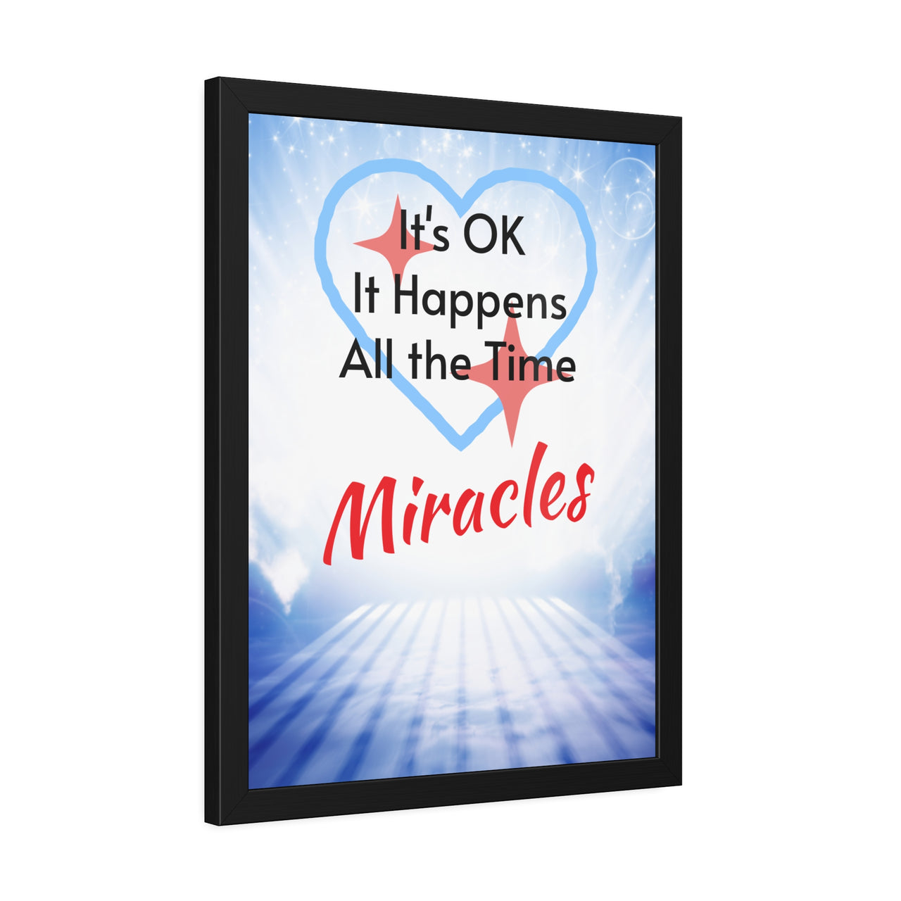 Wood Framed Poster with Shatter-Proof Plexiglass, Miracles Happen