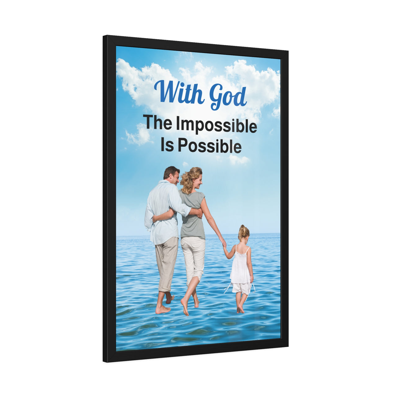 Wood Framed Poster with Shatter-Proof Plexiglass, Walk on Water Family