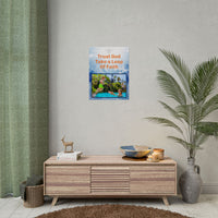Inspirational poster with “Leap of Faith” design, child jumping into pool with the message