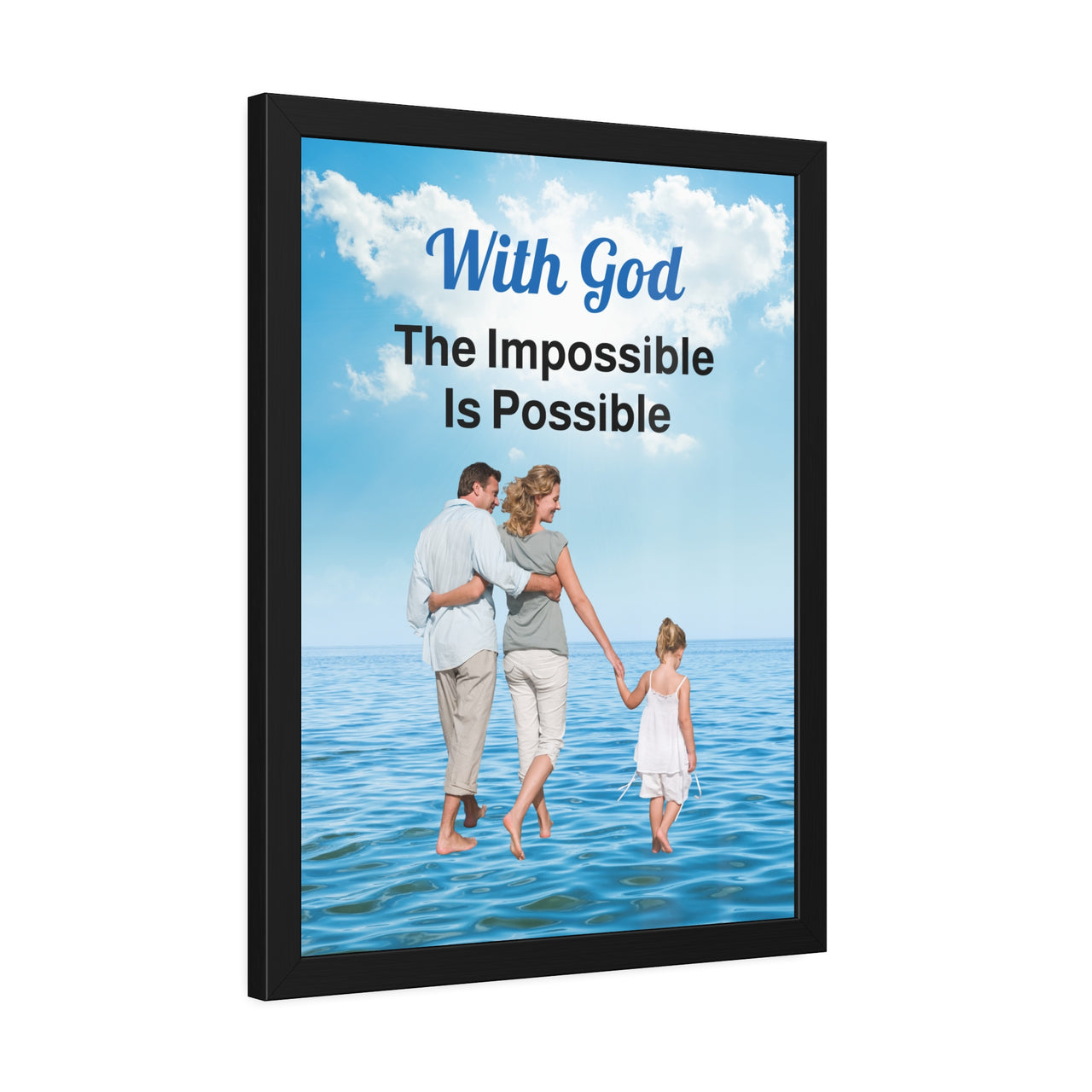 Wood Framed Poster with Shatter-Proof Plexiglass, Walk on Water Family