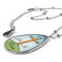 Inspirational oval pendant necklace with