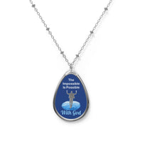 Inspirational oval pendant necklace with