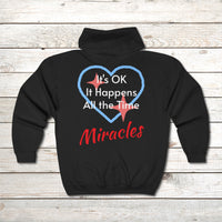 Gildan Adult Unisex Zip-Up Hoodie, Miracles Happen (Image on back)