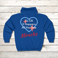 Gildan Adult Unisex Zip-Up Hoodie, Miracles Happen (Image on back)