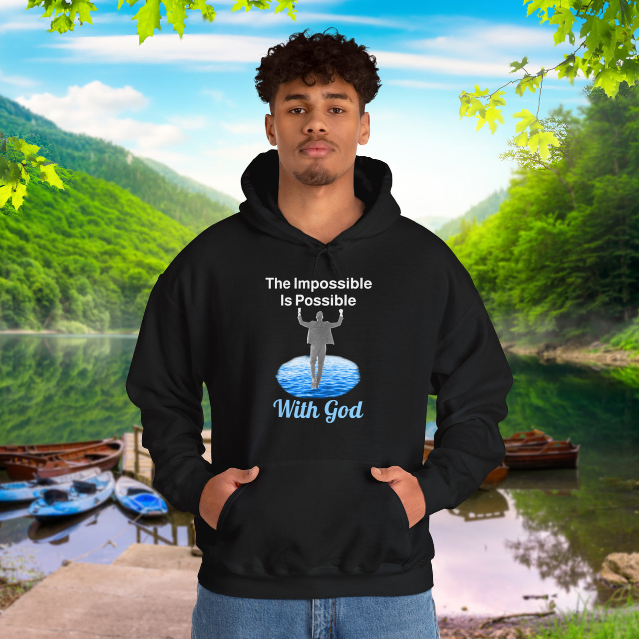 Gildan Adult Unisex Hoodie, Walk on Water Man