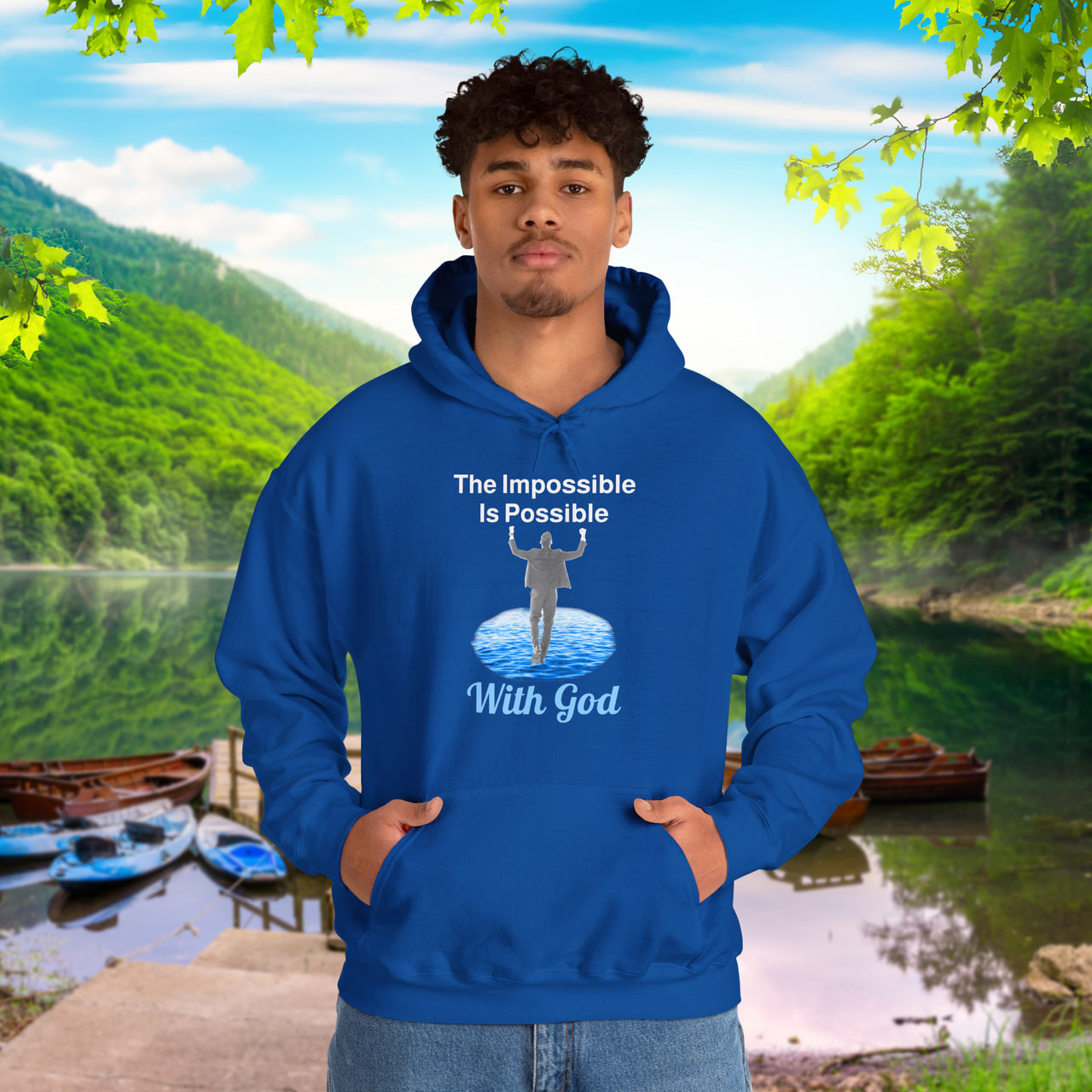 Gildan Adult Unisex Hoodie, Walk on Water Man