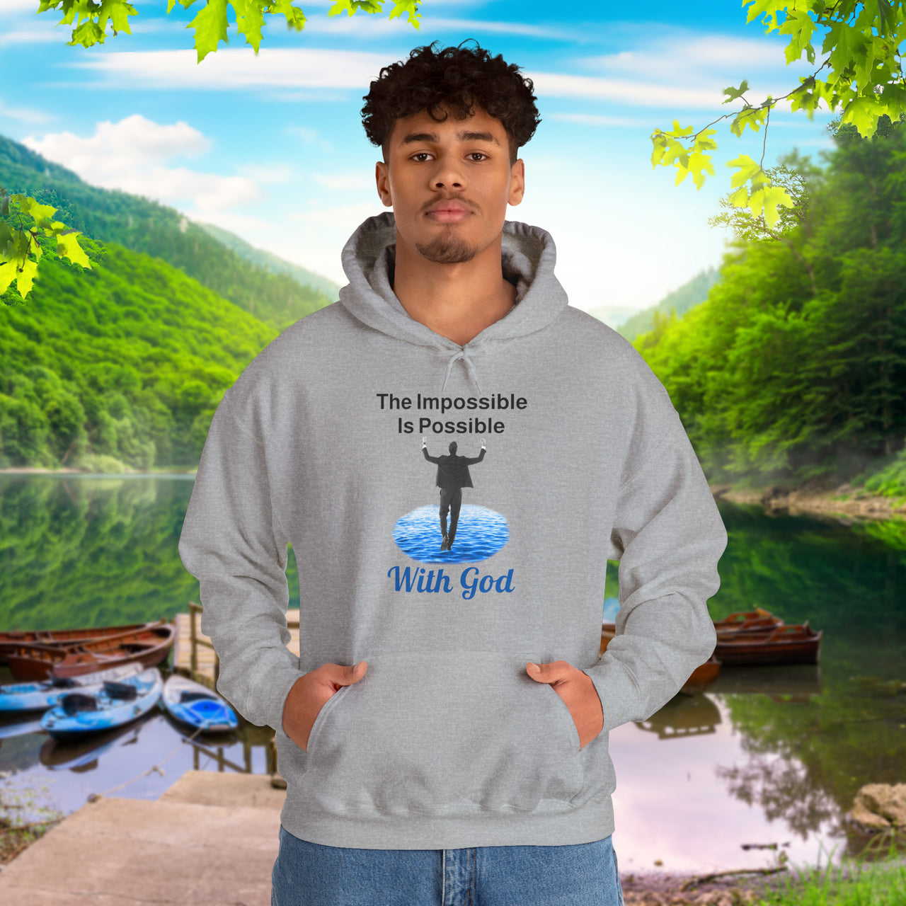 Gildan Adult Unisex Hoodie, Walk on Water Man