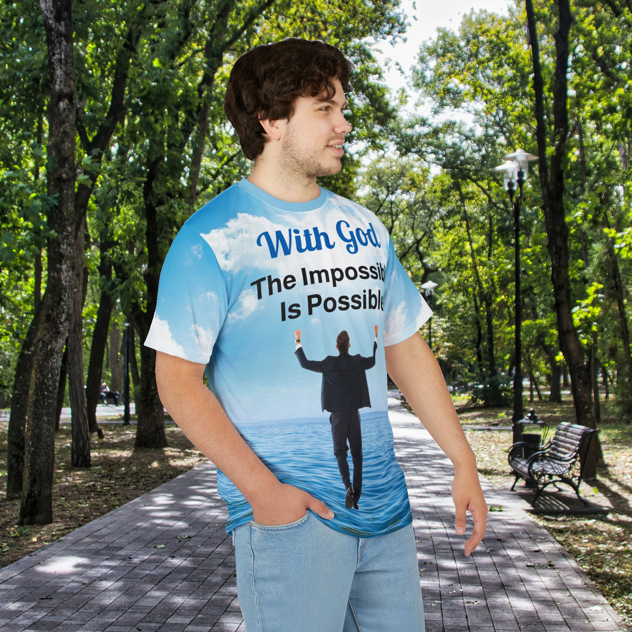 Signature Adult Unisex Activewear Shirt, Walk on Water Man