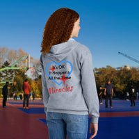 Gildan Youth Unisex Zip-Up Hoodie, Miracles Happen (Image on Back)