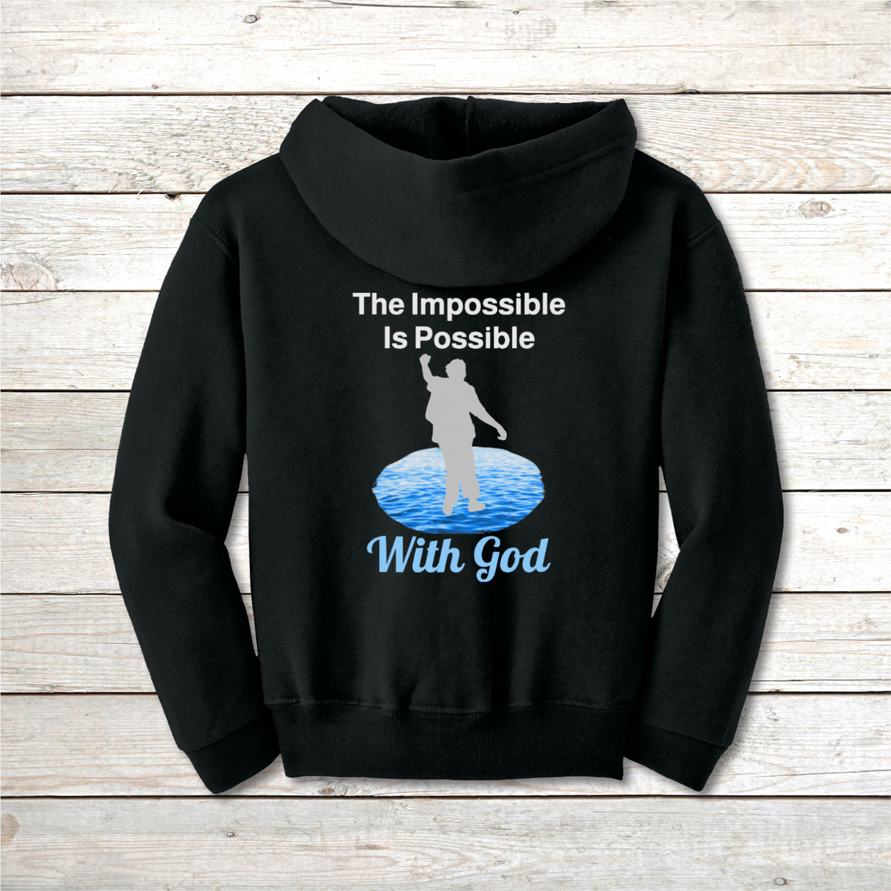 Gildan Youth Unisex Zip-Up Hoodie, Walk on Water Teen (Image on Back)