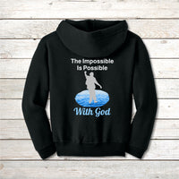 Gildan Youth Unisex Zip-Up Hoodie, Walk on Water Teen (Image on Back)