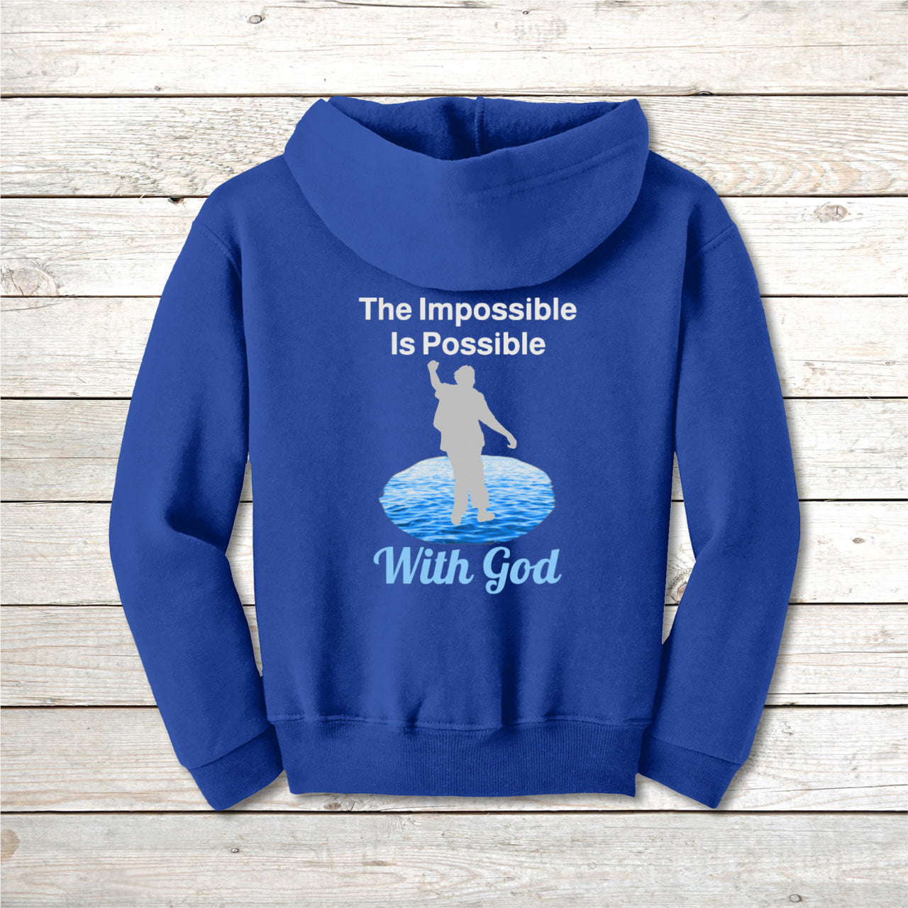 Gildan Youth Unisex Zip-Up Hoodie, Walk on Water Teen (Image on Back)