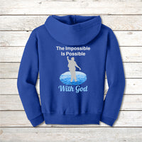 Gildan Youth Unisex Zip-Up Hoodie, Walk on Water Teen (Image on Back)