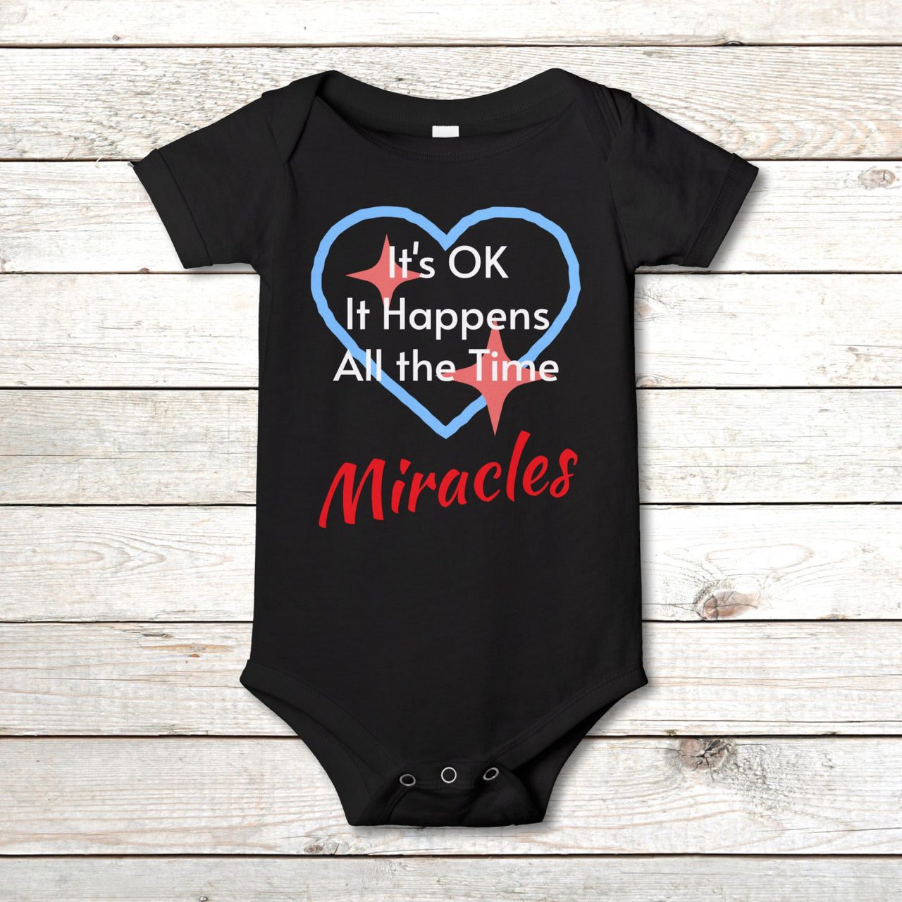 Bella+Canvas Baby Onesie, Miracles Happen