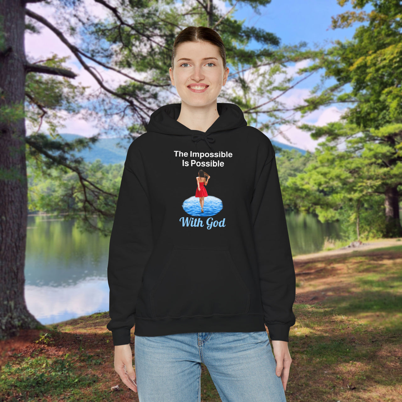 Gildan Adult Unisex Hoodie, Walk on Water Woman