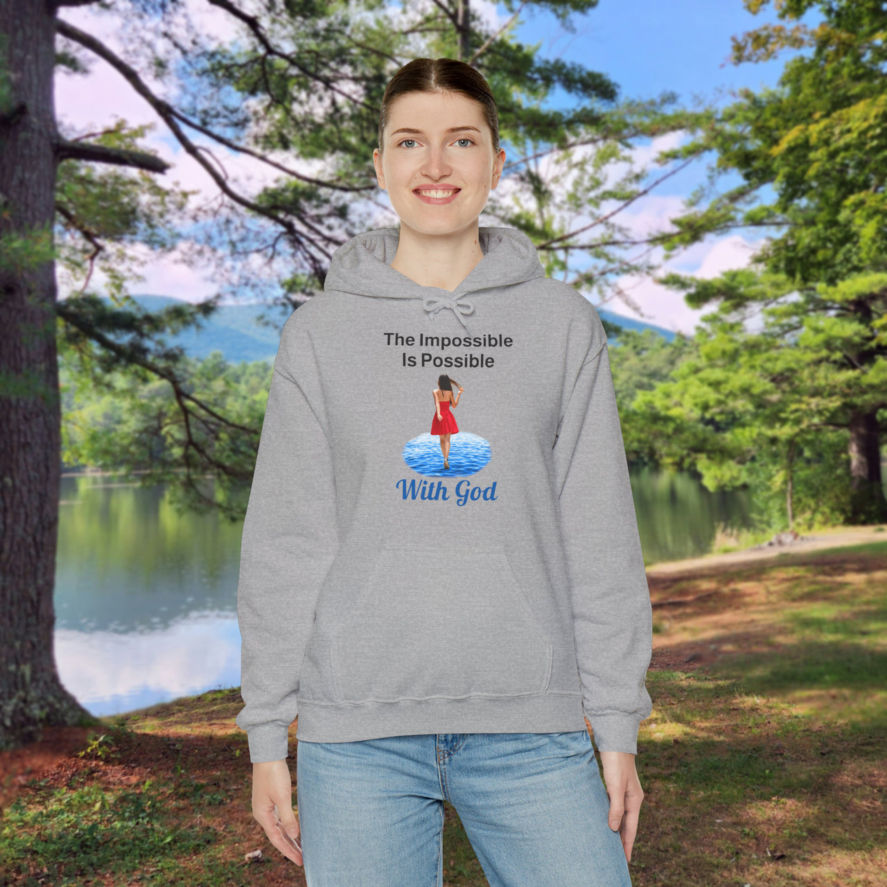 Gildan Adult Unisex Hoodie, Walk on Water Woman