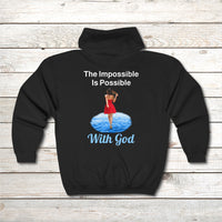 Gildan Adult Unisex Zip-Up Hoodie, Walk on Water Woman (Image on back)