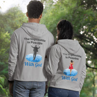 Gildan Adult Unisex Zip-Up Hoodie, Walk on Water Woman (Image on back)
