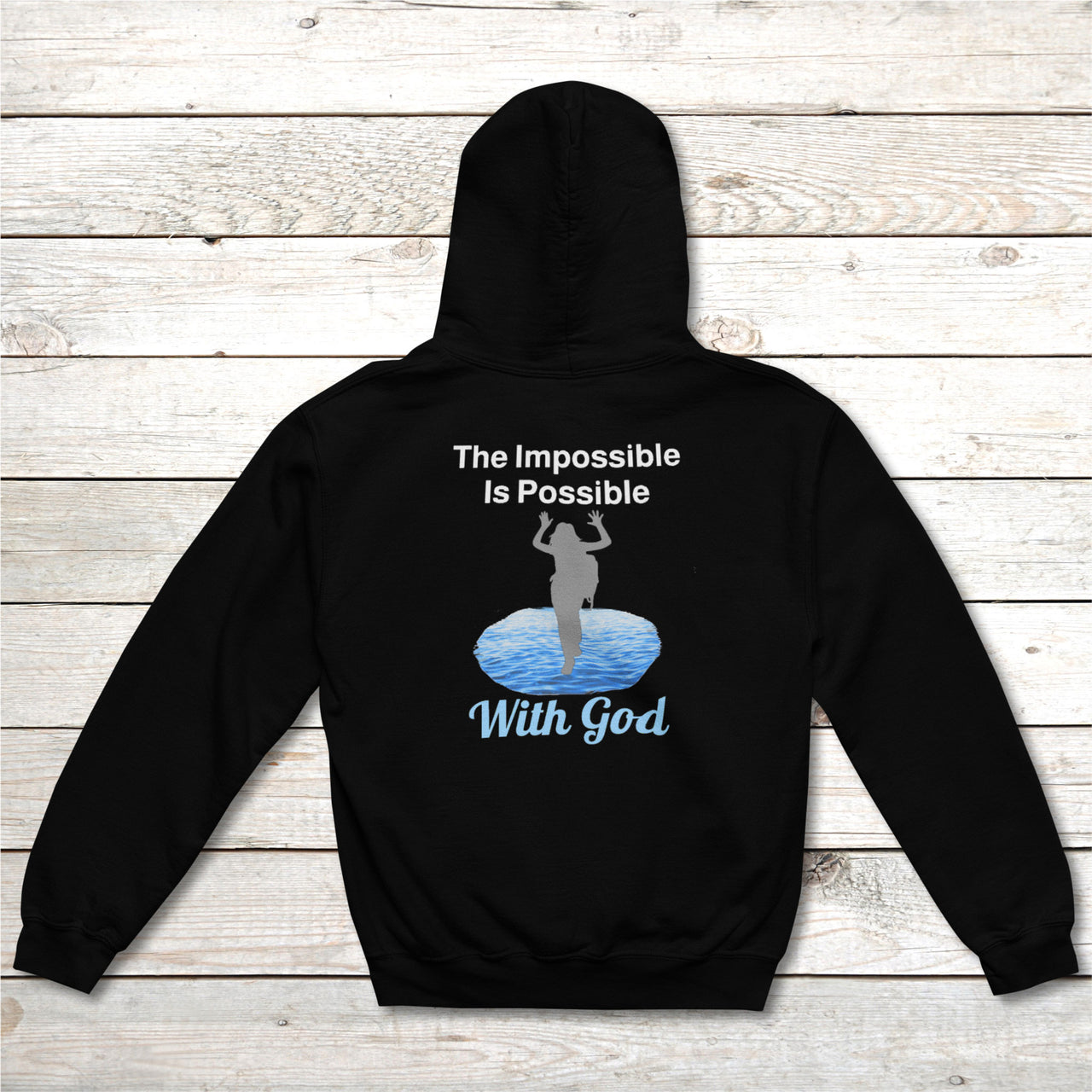 Gildan Youth Unisex Zip-Up Hoodie, Walk on Water Girl (Image on Back)