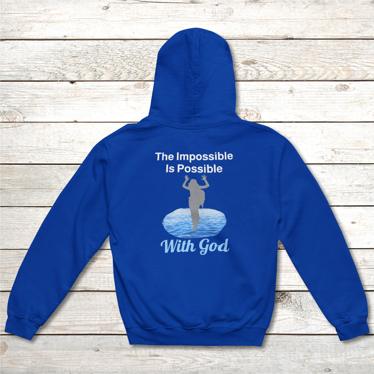 Gildan Youth Unisex Zip-Up Hoodie, Walk on Water Girl (Image on Back)