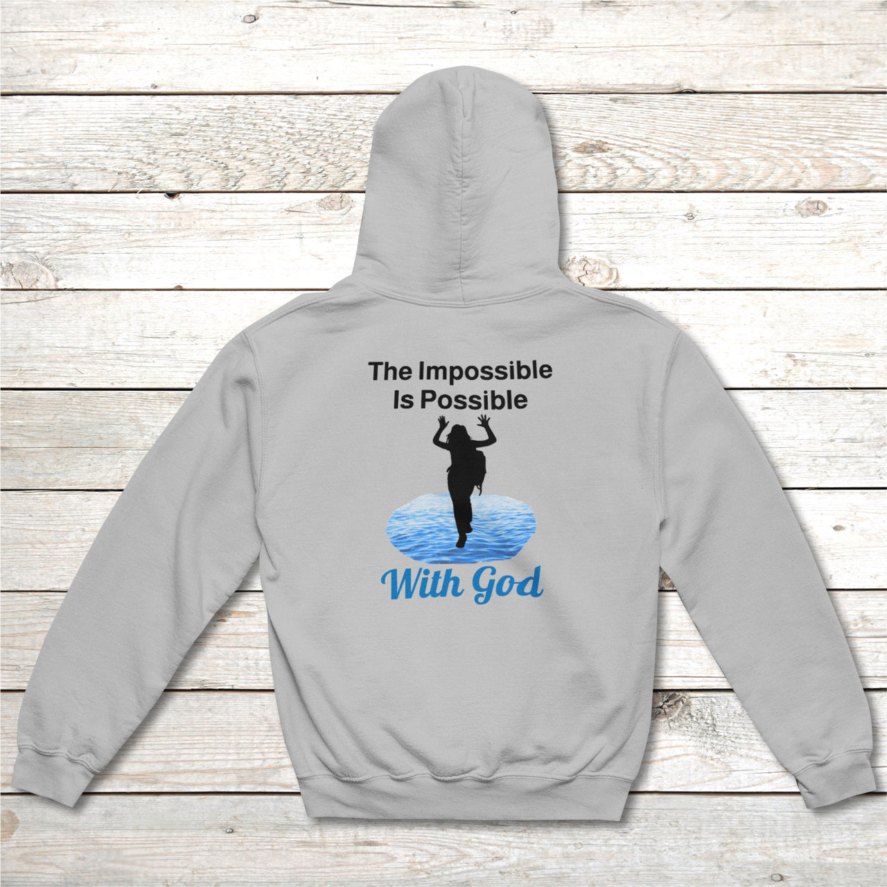 Gildan Youth Unisex Zip-Up Hoodie, Walk on Water Girl (Image on Back)