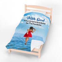 Premium Plush Velveteen Blanket, Walk on Water Woman