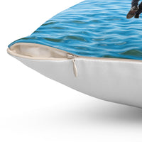 Reversible Throw Pillow, Walk on Water Man - White Back