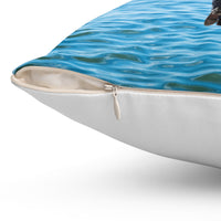 Reversible Throw Pillow, Walk on Water Man - White Back