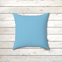 Reversible Throw Pillow, Walk on Water Man - Light Sea Blue Back