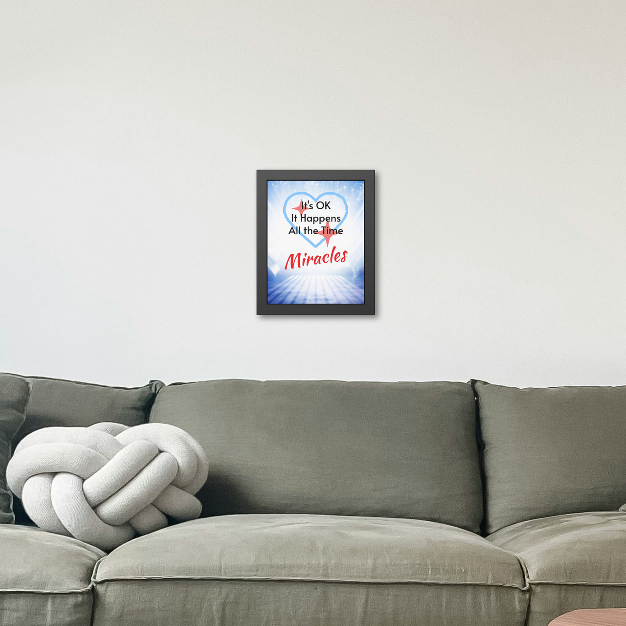 Wood Framed Poster with Shatter-Proof Plexiglass, Miracles Happen