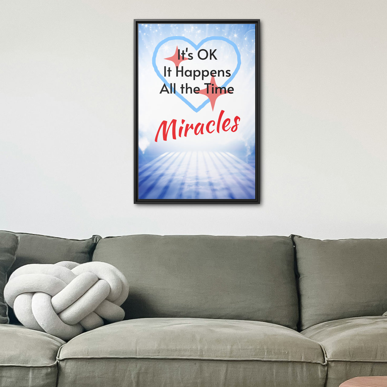 Framed Canvas Wall Art, Miracles Happen