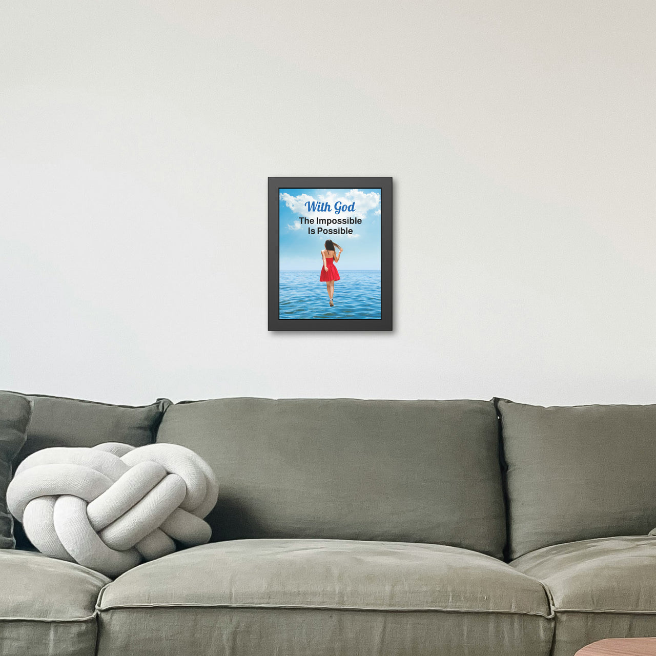Wood Framed Poster with Shatter-Proof Plexiglass, Walk on Water Woman