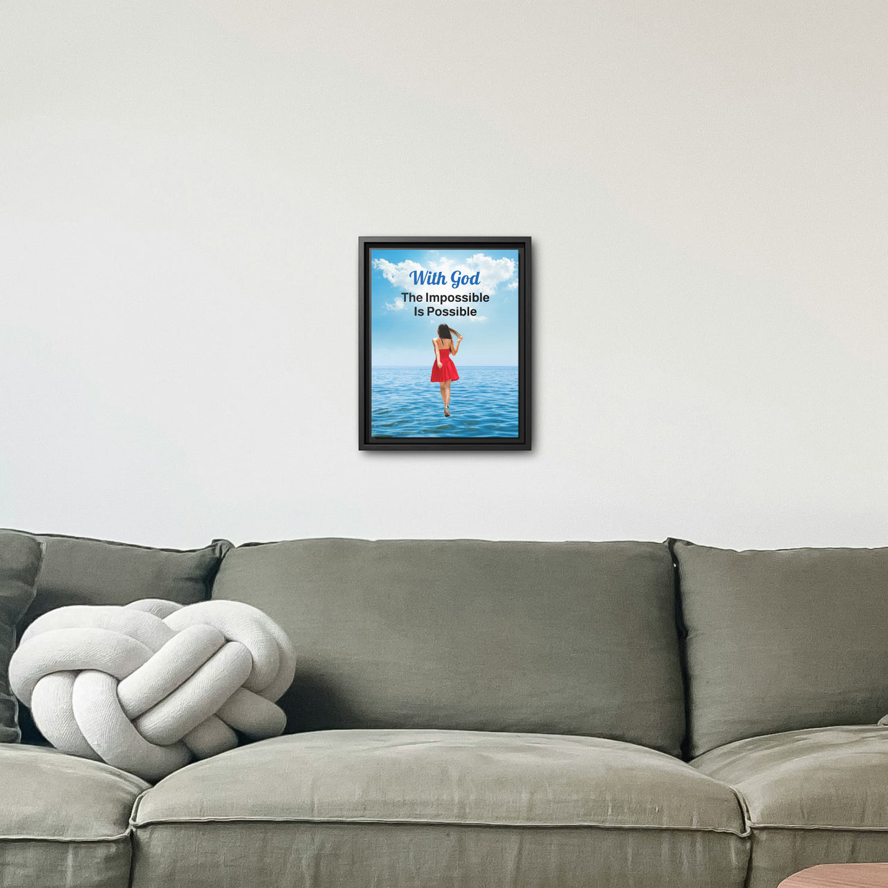 Framed Canvas Wall Art, Walk on Water Woman