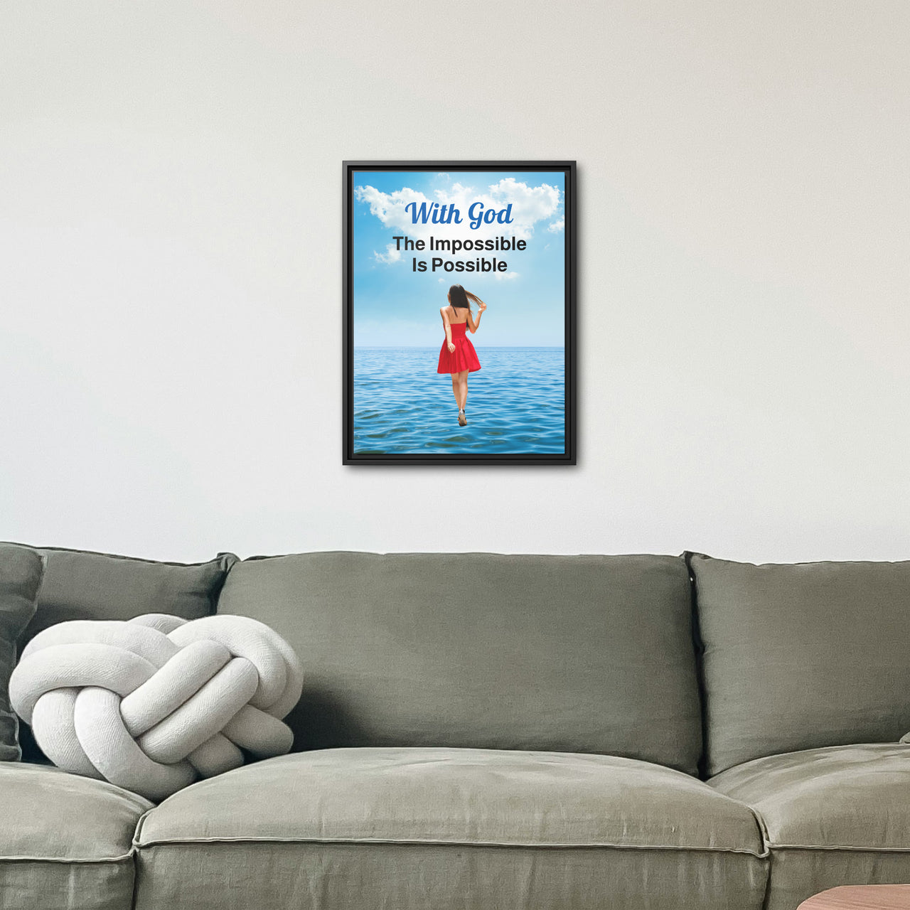 Framed Canvas Wall Art, Walk on Water Woman