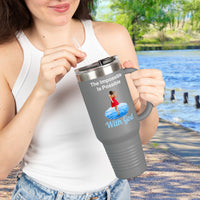 40oz inspirational travel mug with “Impossible Woman” design message