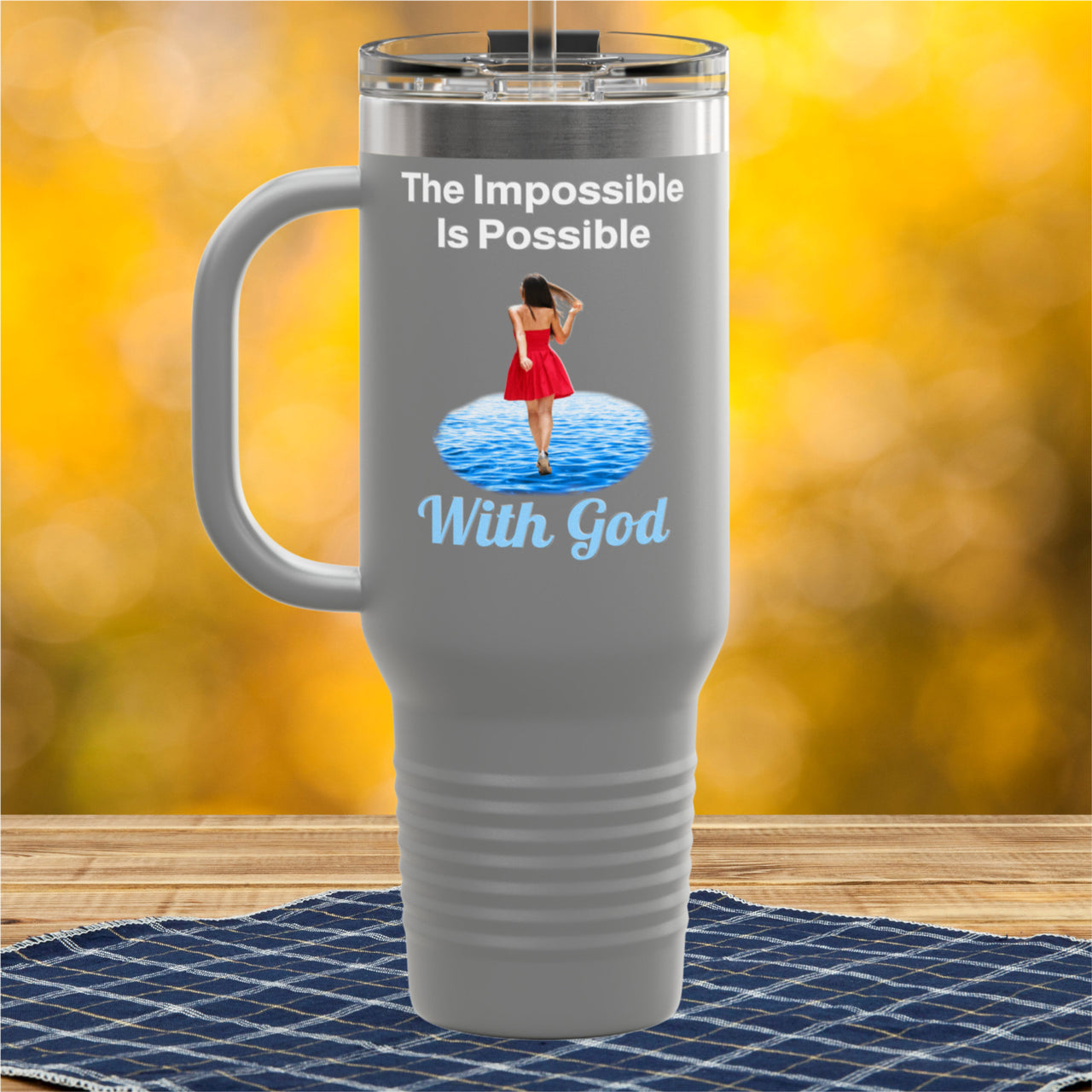 Polar Camel Travel Mug - 40oz Stainless Steel, Walk on Water Woman