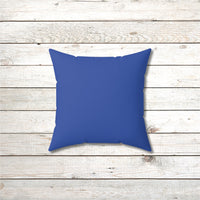 Reversible Throw Pillow, Leap of Faith - Dark Blue Back